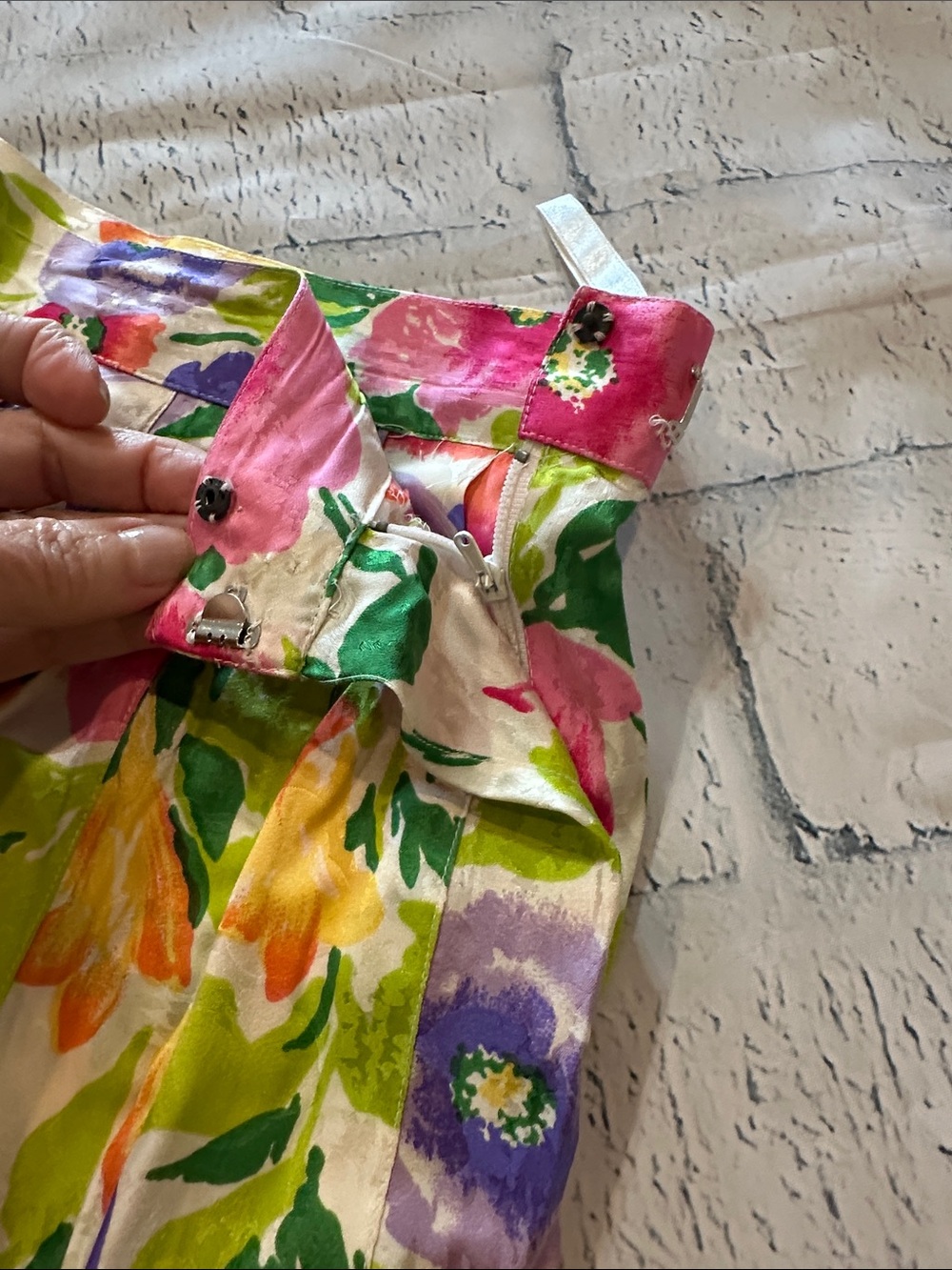 Vintage Della Roufogali Watercolor Floral Puff-Sleeve 2-piece Midi Dress - Picture 16 of 16